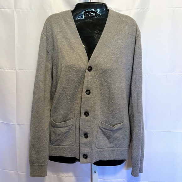 J.Crew 100% Merino Wool Slim Cardigan Gray Sweater Women M Pockets Button Front - Picture 1 of 7